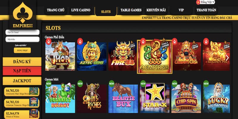 Tổng hợp thông tin chung về sảnh slots empire777 nổi tiếng